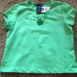 NWTs Gap green top w/green apple sequins design Sz S (5-6)